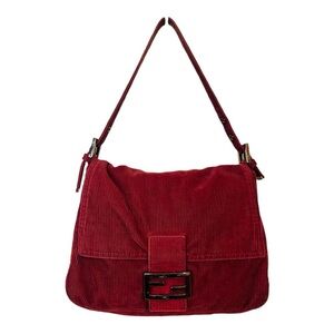 Fendi Red Baguette Cloth Handbag
